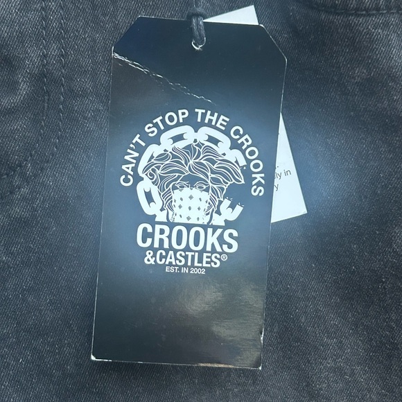 NWT Crooks & Castles Men’s Black Wash Size 33 x 34 Straight Leg Denim Jeans E6 - Picture 3 of 8